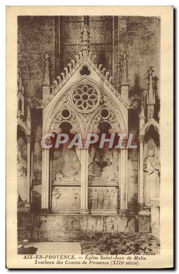 Aix-en-Provence — Tombeau des Comtes de Provence — Église Saint-Jean de Malte (XIIIe siècle) — Éditeur J. Decood