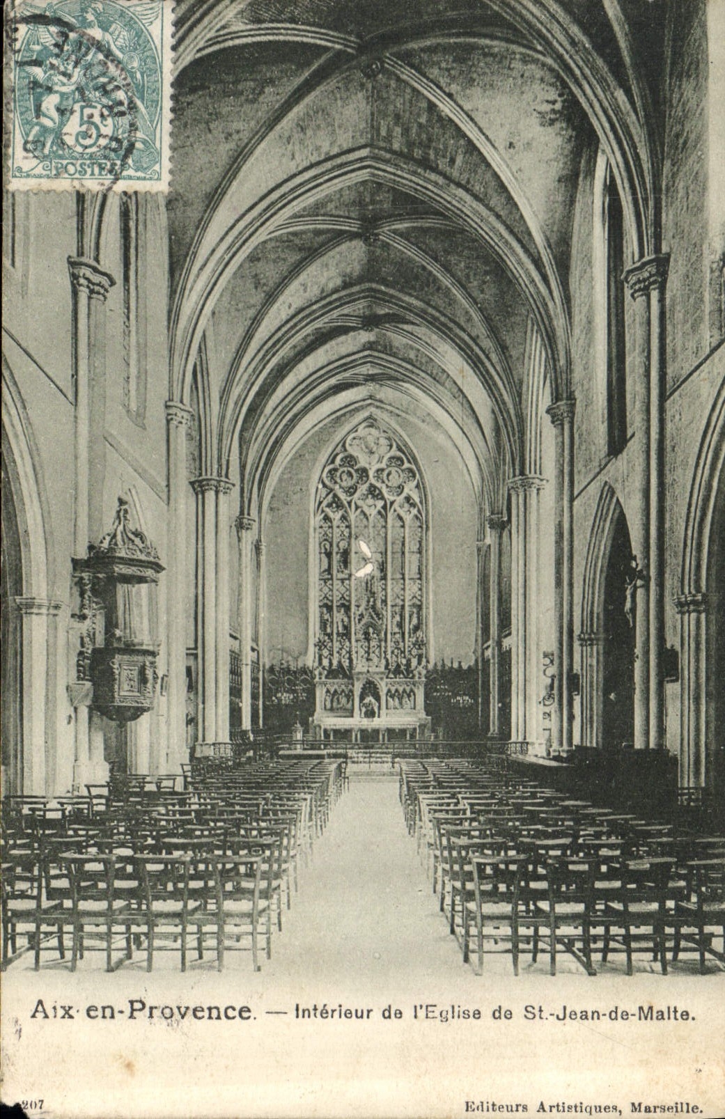 Aix-en-Provence — Intérieur de l'Église de St-Jean-de-Malte — Éditeurs Artistiques, Marseille, n°207