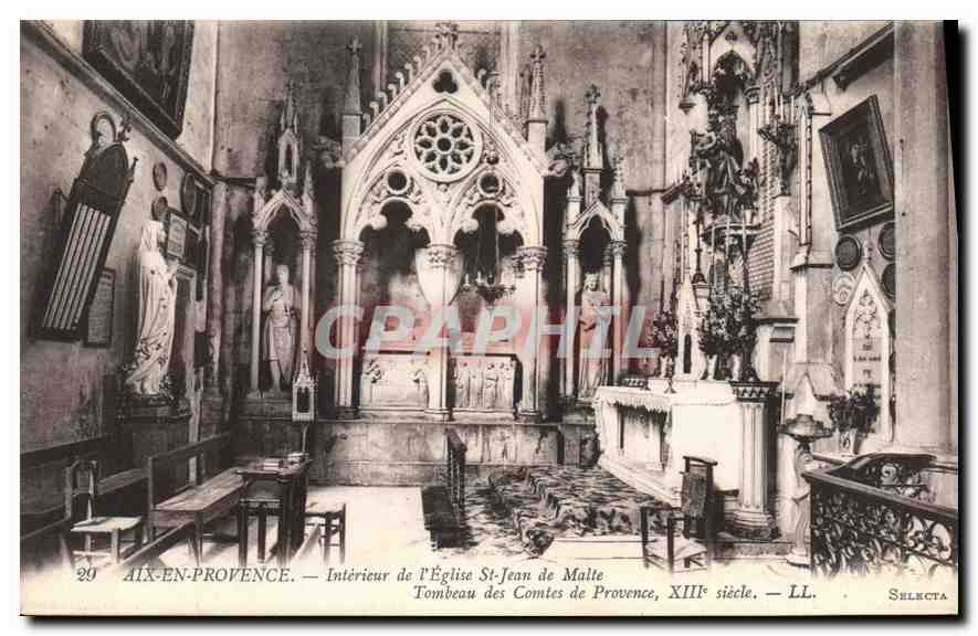 Aix-en-Provence — Intérieur de l'Église St-Jean de Malte, XIIIe siècle — LL. Sélecta