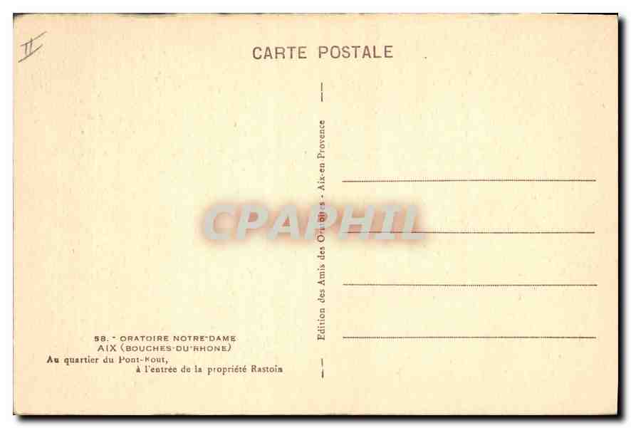 Oratoire Notre-Dame — Aix-en-Provence — Édition des Amis des Oratoires — Rückseite