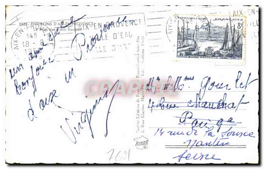 Le Pont des Trois Soutiens — Aix-en-Provence — Éditions de France, n° 7691 — Rückseite