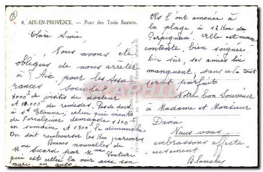 Aix-en-Provence — Pont des Trois Sautels — Éditeur CPAPHIL — Rückseite
