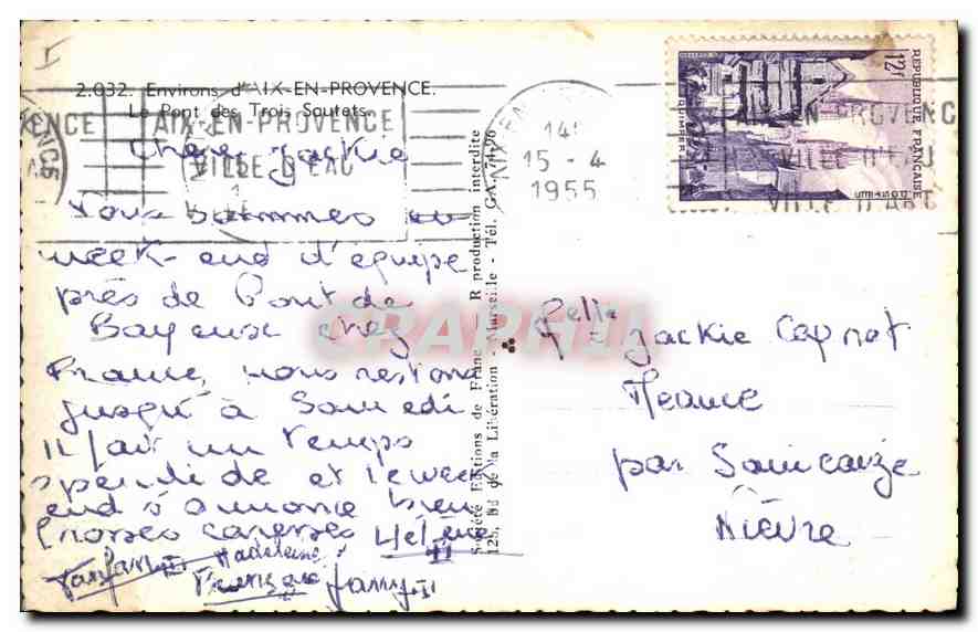 Pont de Bayeuse — Environs d'Aix-en-Provence — Éditeur : CPAPHIL — Rückseite