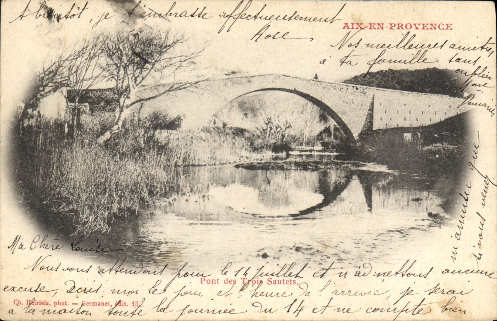 Pont des Trois Sautets — Aix-en-Provence — Ch. Heirieis, phot. — Germanet, édit. 43
