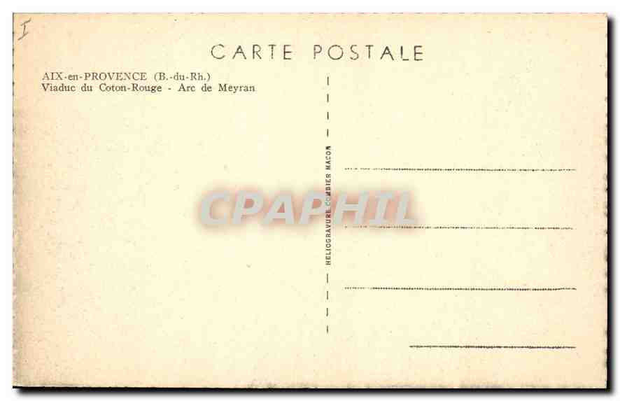 Viaduc du Coton-Rouge — Arc de Meyran — Héliogravure C. Dier Mason — Verso
