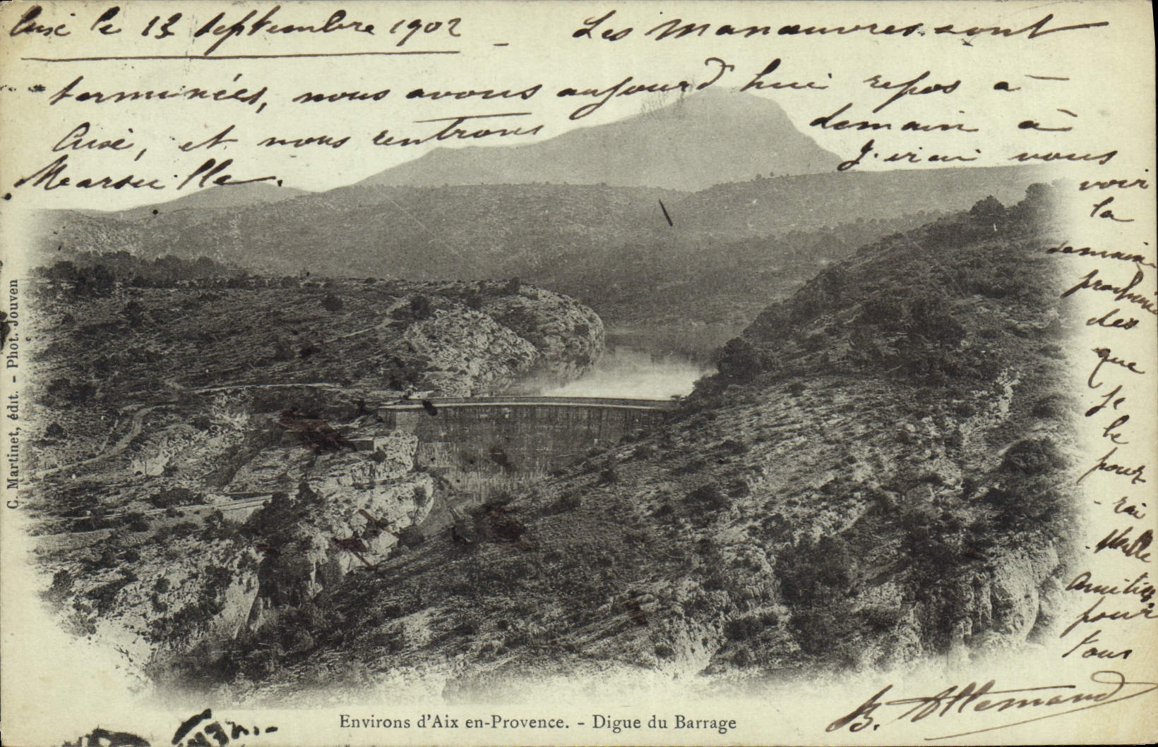 Environs d'Aix-en-Provence — Digue du Barrage — G. Martinet, éd. - Phot. Jourden