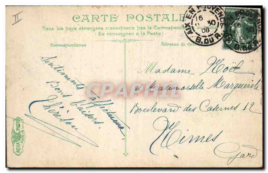 Environs d'Aix — Les bords de l'Arc — Éditeur non identifié, n° 2620 — Verso