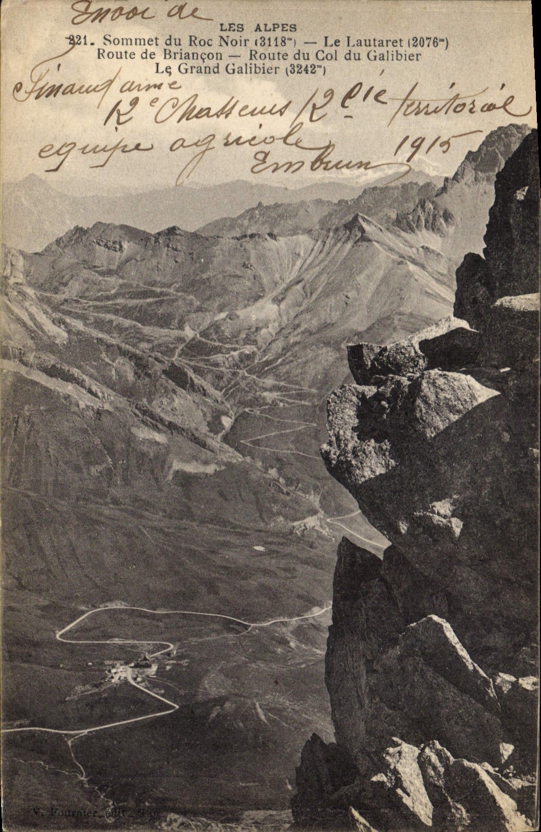Les Alpes — Vue du sommet du Roc Noir et du Col du Galibier — V. Fourrier, n° 221