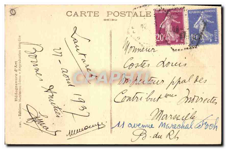 Le Col du Lautaret, le Jardin Alpin, le Chalet et le Combeynot — Héliogravure d'Art, Éditions Martinot Frères — Verso