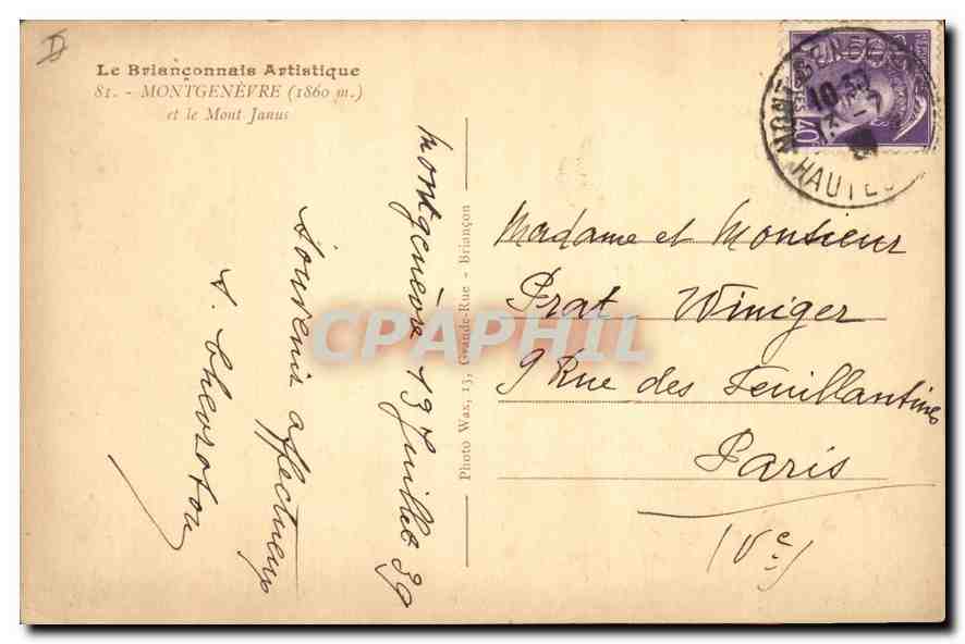 Montgenèvre — Le Briançonnais Artistique — Photo Swas — Verso