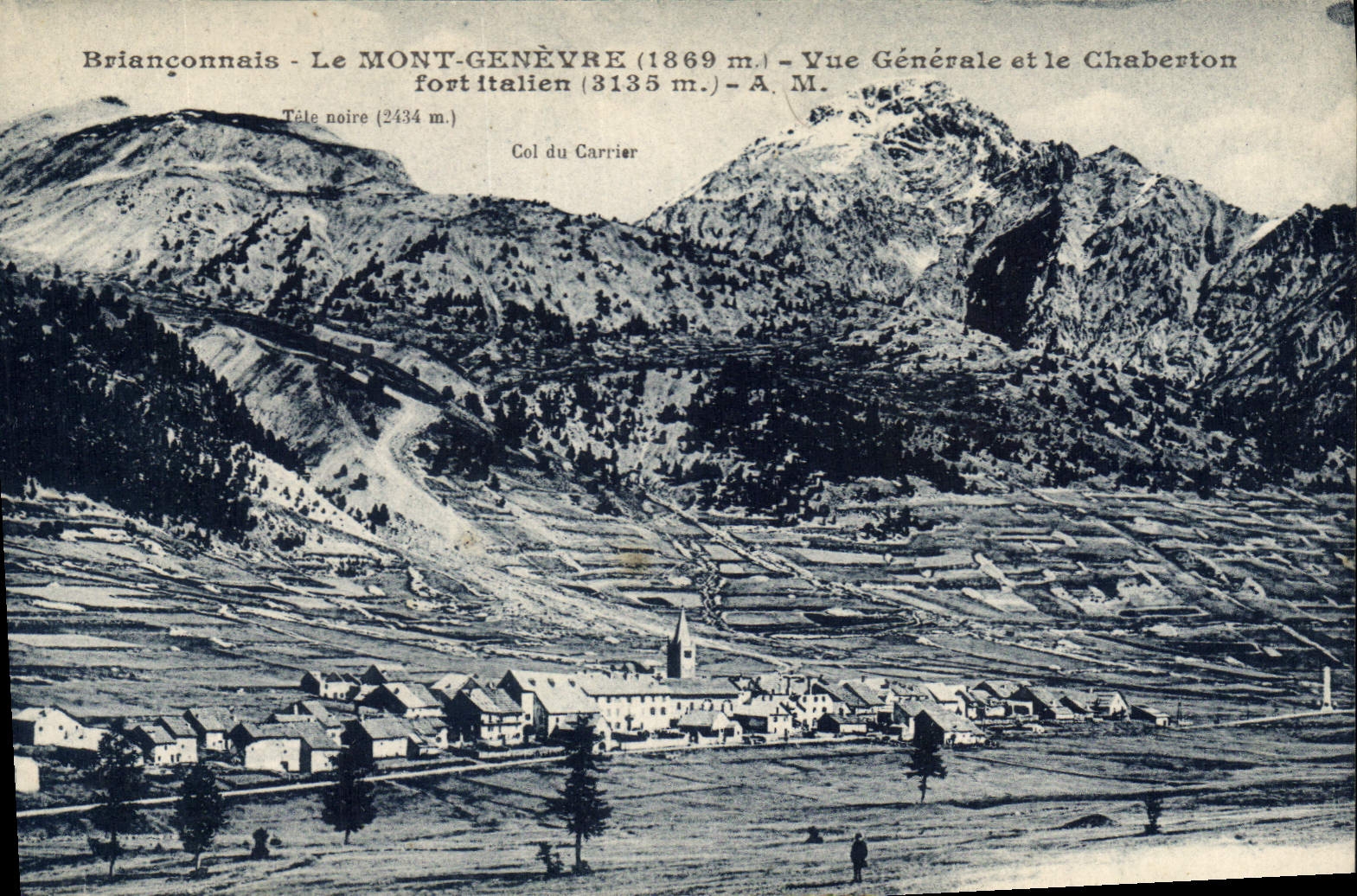 Briannconnaiss - Le Mont-Genèvre (1869 m.) - Vue Générale et le Chaberton (3135 m.) - A. M.