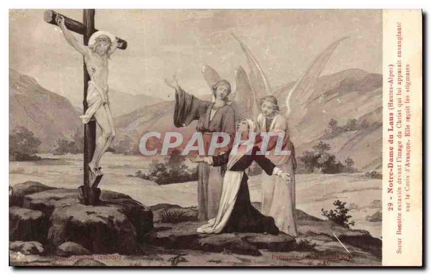 CPA Notre Dame du Laus Hautes Alpes Sœur Benoite extasiee devant l'image du christ
