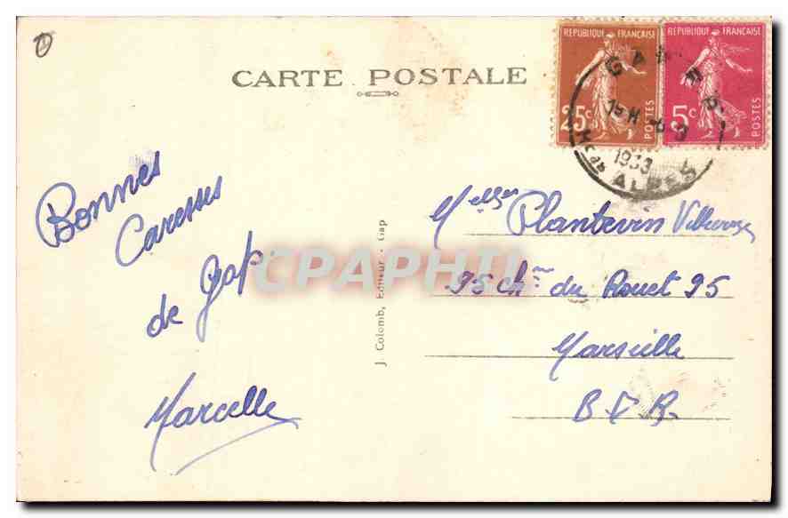 Les Alpes — Vallée du Queyras. Les Gorges de la Chapelue et le Guil — J. Colomb, Éditeur, n° 788 — Reverso