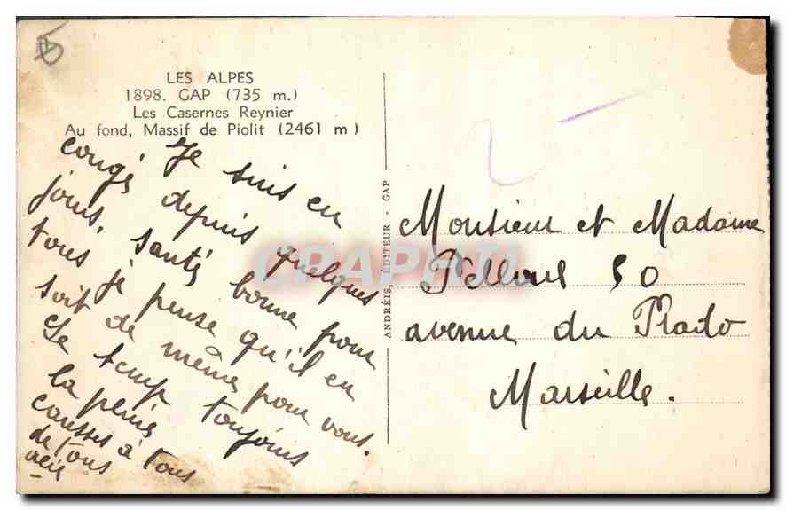 Les Casernes Reynnier — Gap (735 m.) — Andréis, der Verlag, Nr. 6 — Rückseite
