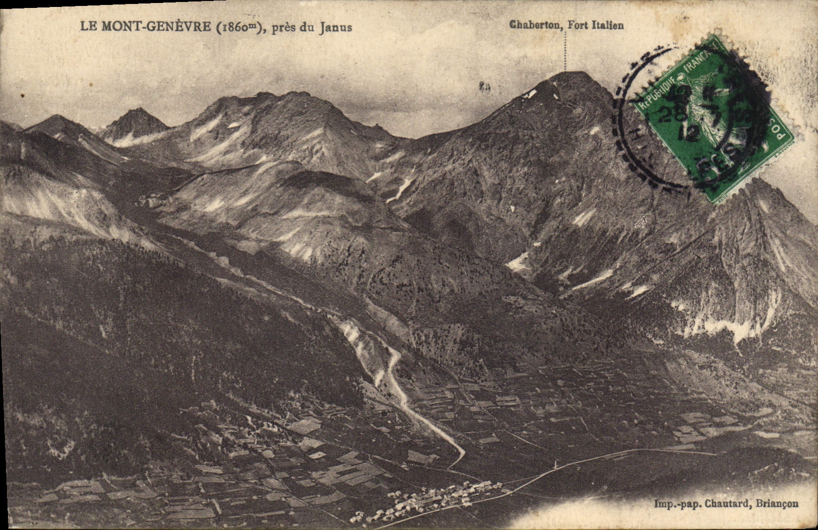 Le Mont-Genèvre (1860m), près du Janus — Ghaberton, Fort Italien — Imp. pap. Chautard, Briançon