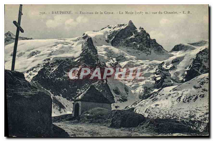 Dauphiné — Environs de la Grave — La Meije (1987 m.) vue du Chazelet — E. R.