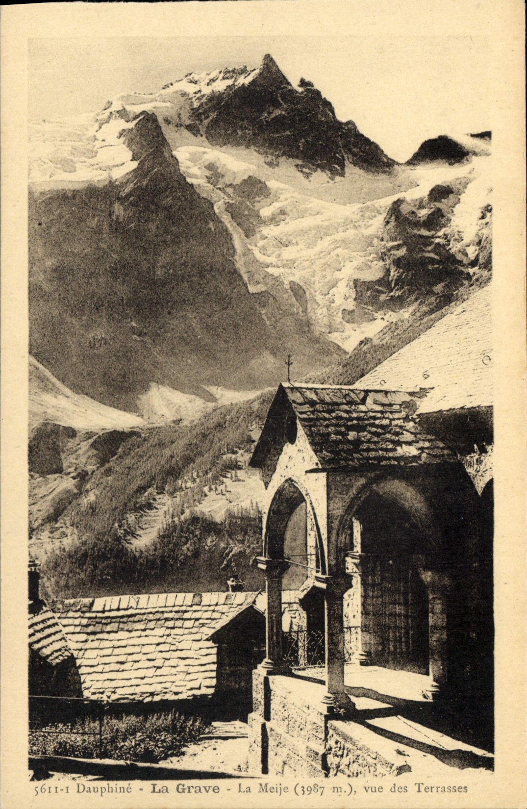 La Grave - La Meije (3987 m.), vue des Terrasses — Dauphiné, éditeur A. Hourlier, Grenoble