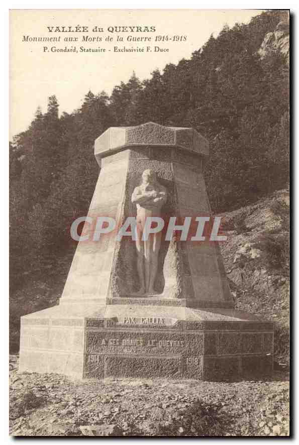 Vallée du Queyras — Monument aux Morts de la Guerre 1914-1918 — P. Gondard, Statuaire - Exclusivité F. Duce