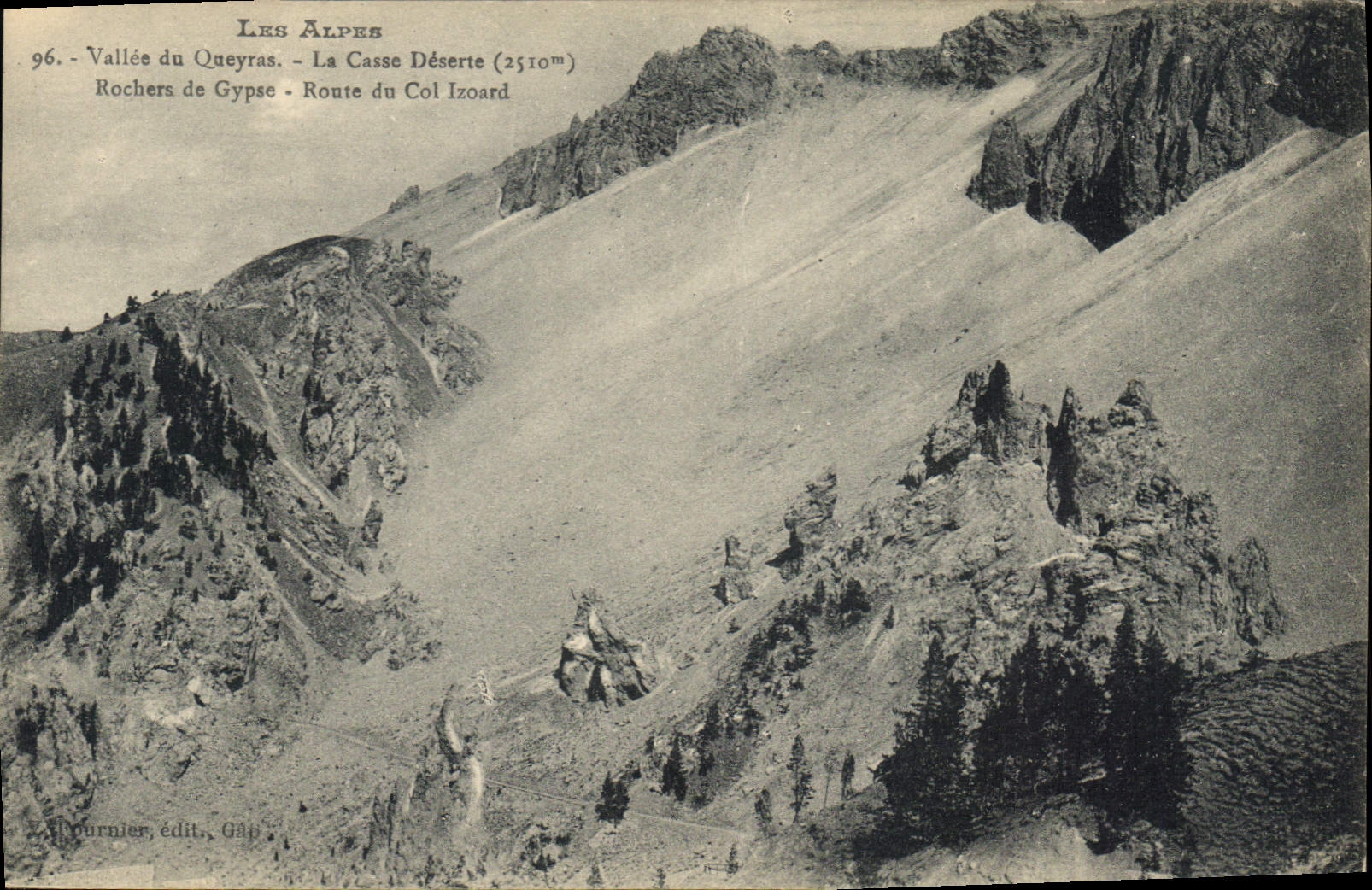 Vallée du Queyras - La Casse Déserte (2510m) - Rochers de Gypse - Route du Col Izoard — Bournier, édit., Gap