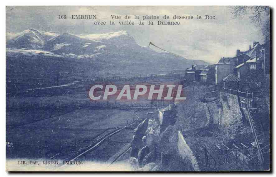 Embrun — Vue de la plaine de dessous le Roc avec la vallée de la Durance — Lib. Pap. Lagier, Embrun, n°106