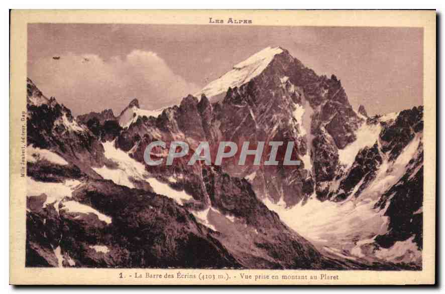 La Barre des Écrins (4103 m.) — Vue prise en montant au Plaret — Mille Zanetti, Altdorf, Gap