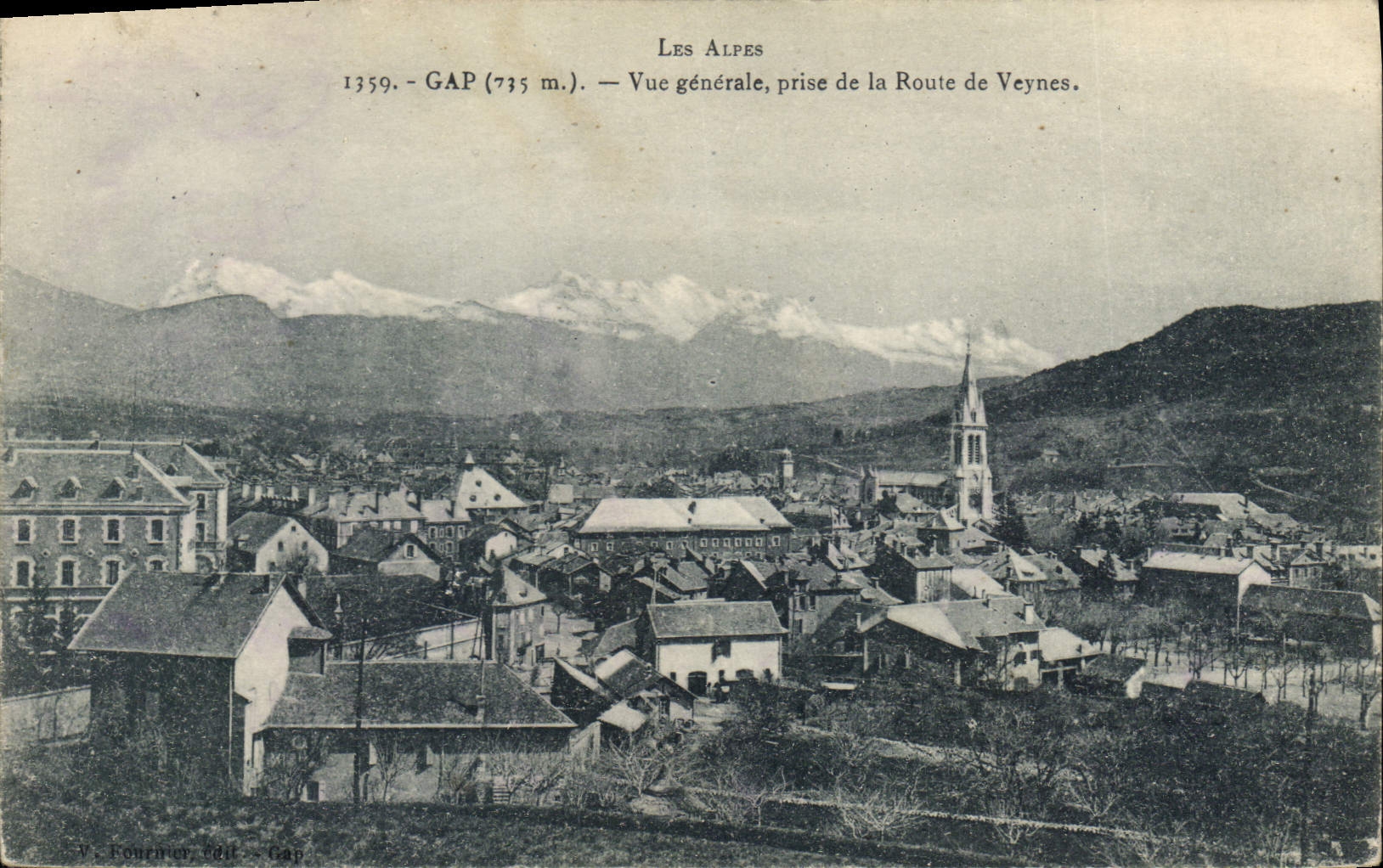 Gap (735 m.) — Vue générale prise de la Route de Veynes — V. Fournier, édit. Gap