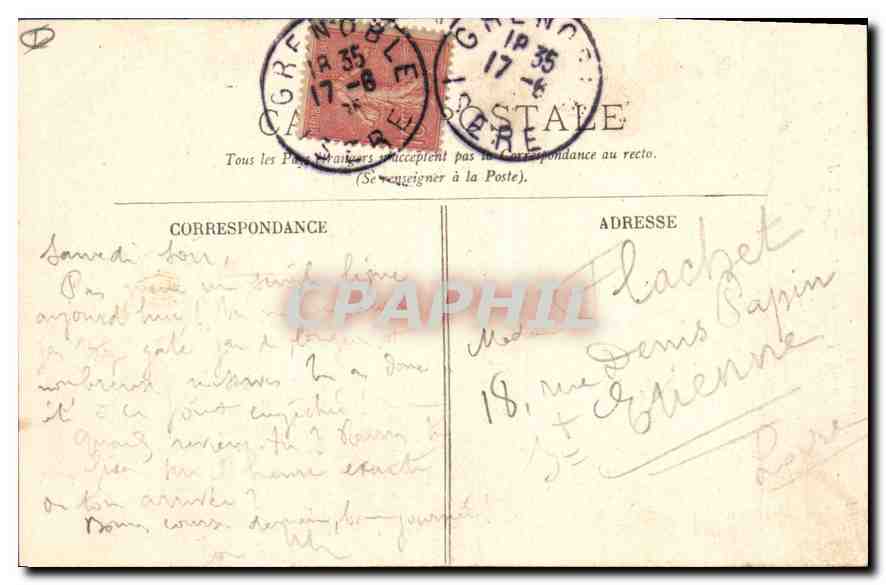 CPA La Grave Chapelle des Terrasses et le Grand Pie de la Meije  — Rückseite