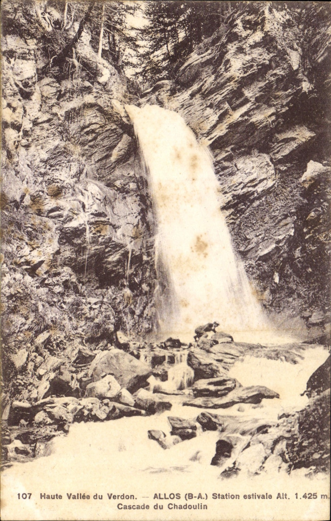Cascade du Chadoulin — Haute Vallée du Verdon — ALLOS (B-A.) Station estivale Alt. 1.425 m.