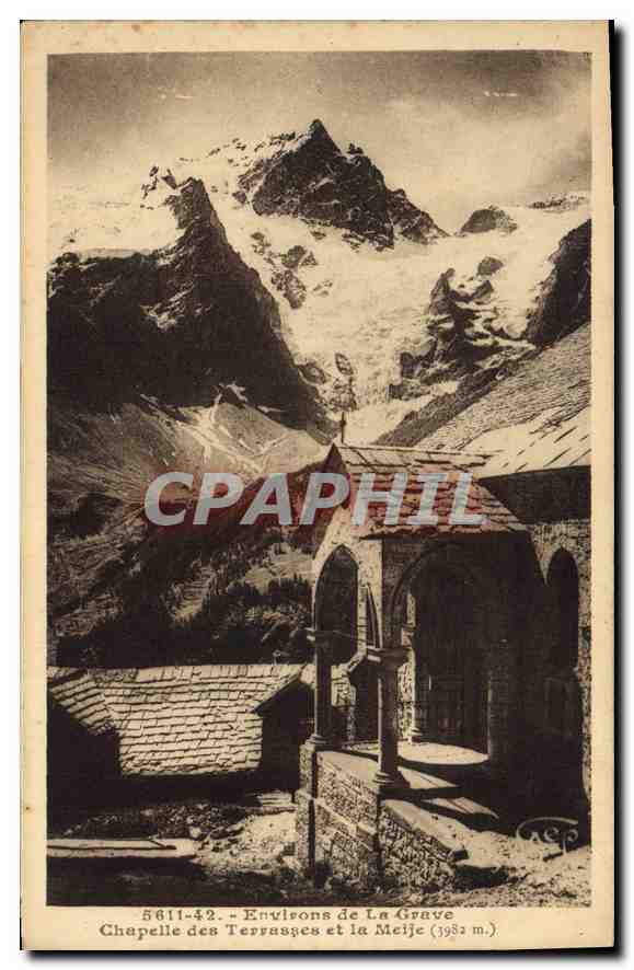 Environs de La Grave — Chapelle des Terrasses et la Meije (3982 m.) — Les Hélingravures de Gap (éditeur)
