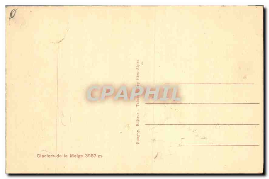 Glaciers of Meige — 3987 m — Rougny, Publisher, Tabac-Alpes — Back