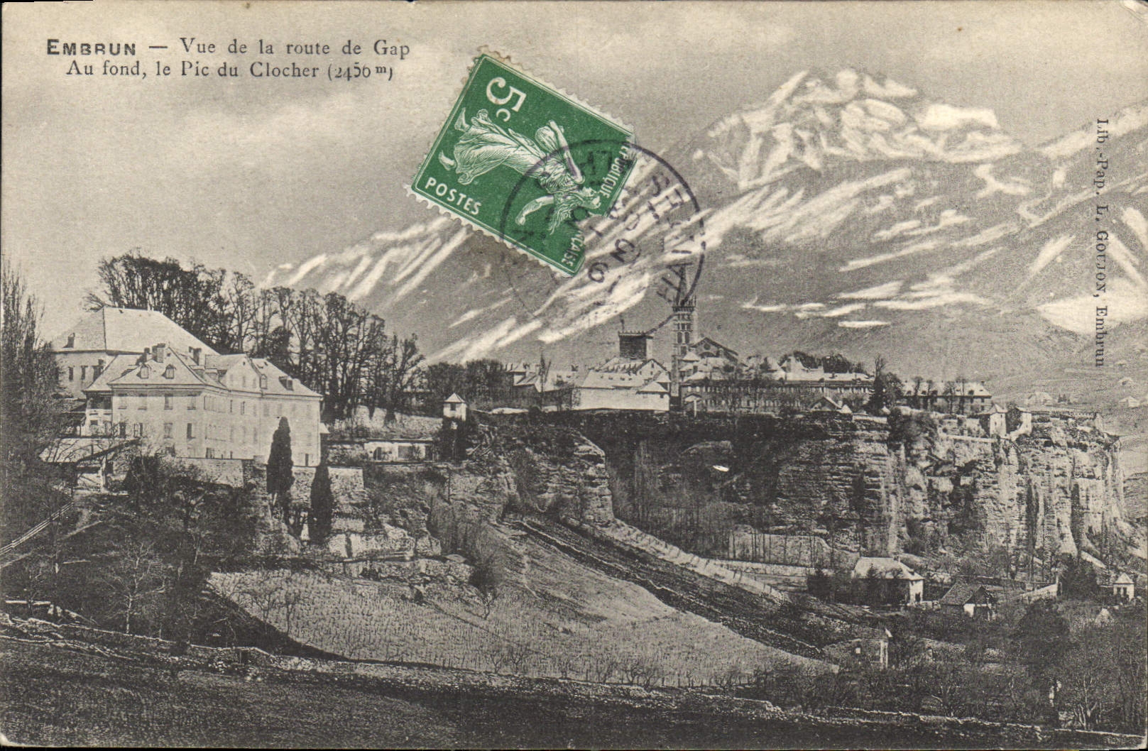 Embrun — Vue de la route de Gap — Lib. Pap. L. GORVON, Embrun
