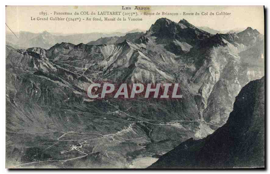 Panorama du Col du Lautaret (3075m) — Route de Briançon, Route du Col du Galibier, Le Grand Galibier (3242m) — Massif de la Vanoise — V. Pau, Paris, 1893