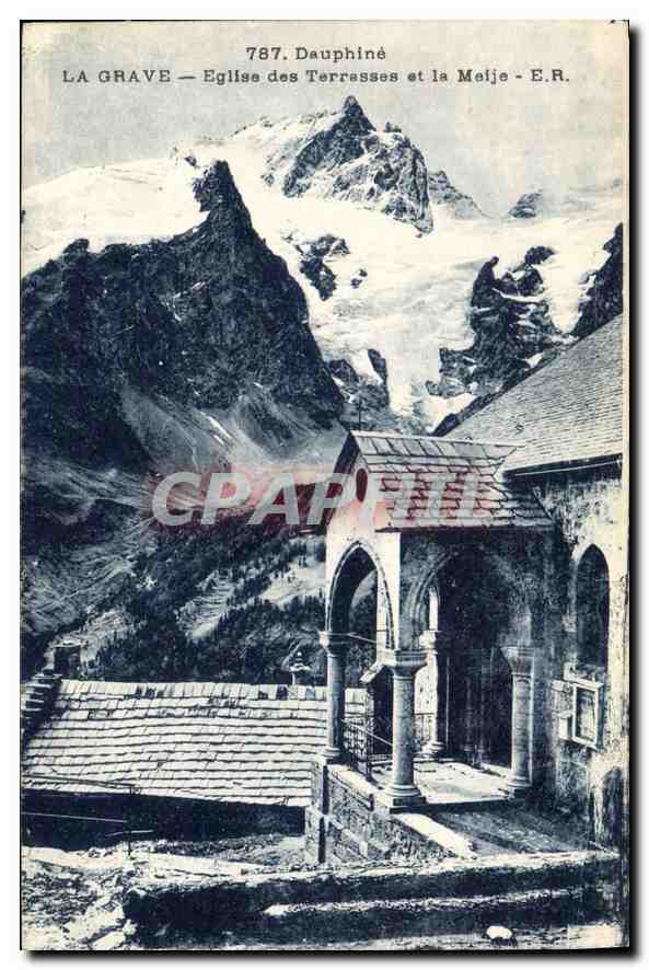 La Grave — Église des Terrasses et la Melje - E.R. — Dauphiné, n°787