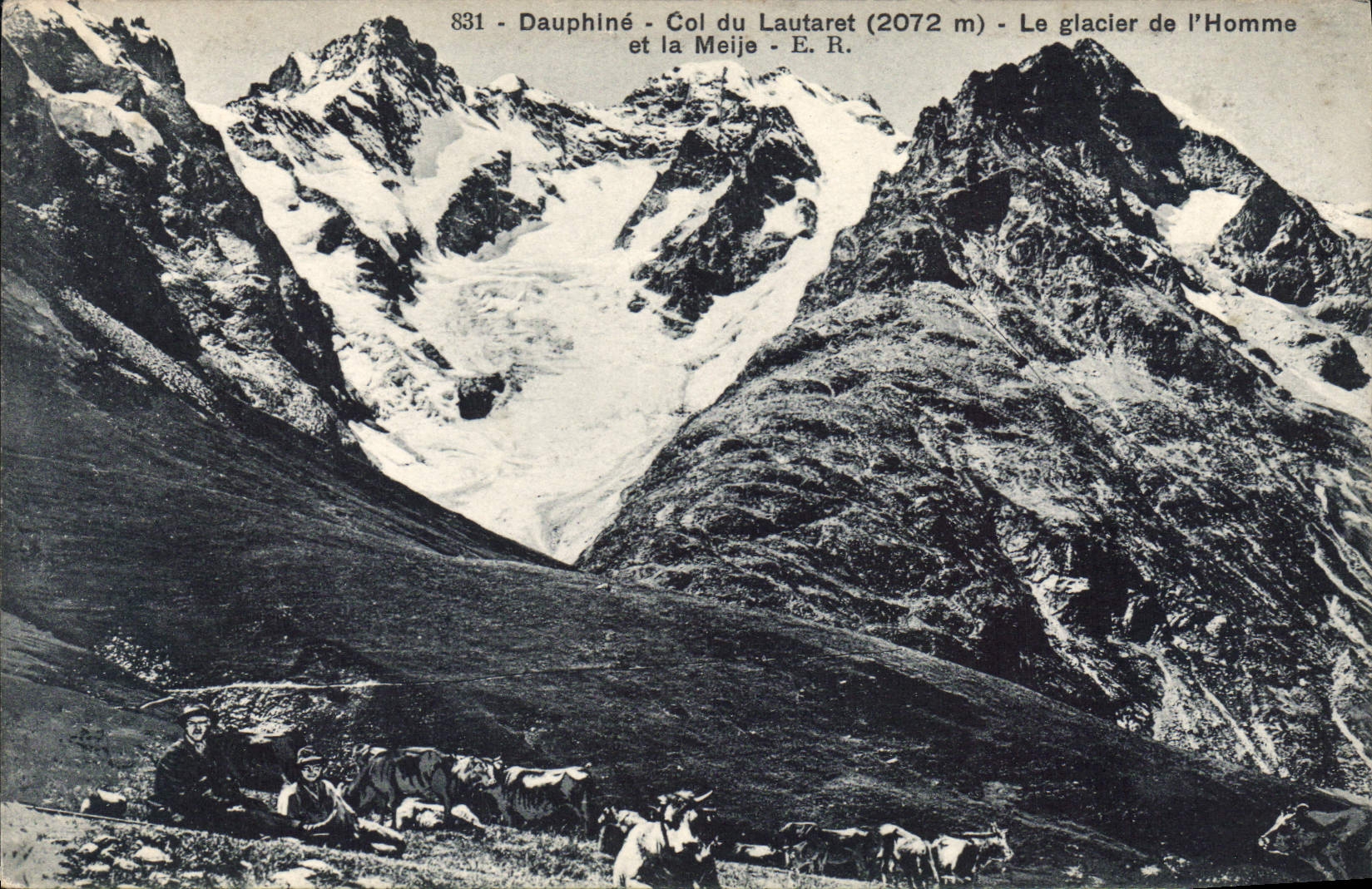 Col du Lautaret (2072 m) — Le glacier de l'Homme et la Meije — E. R. — n° 831