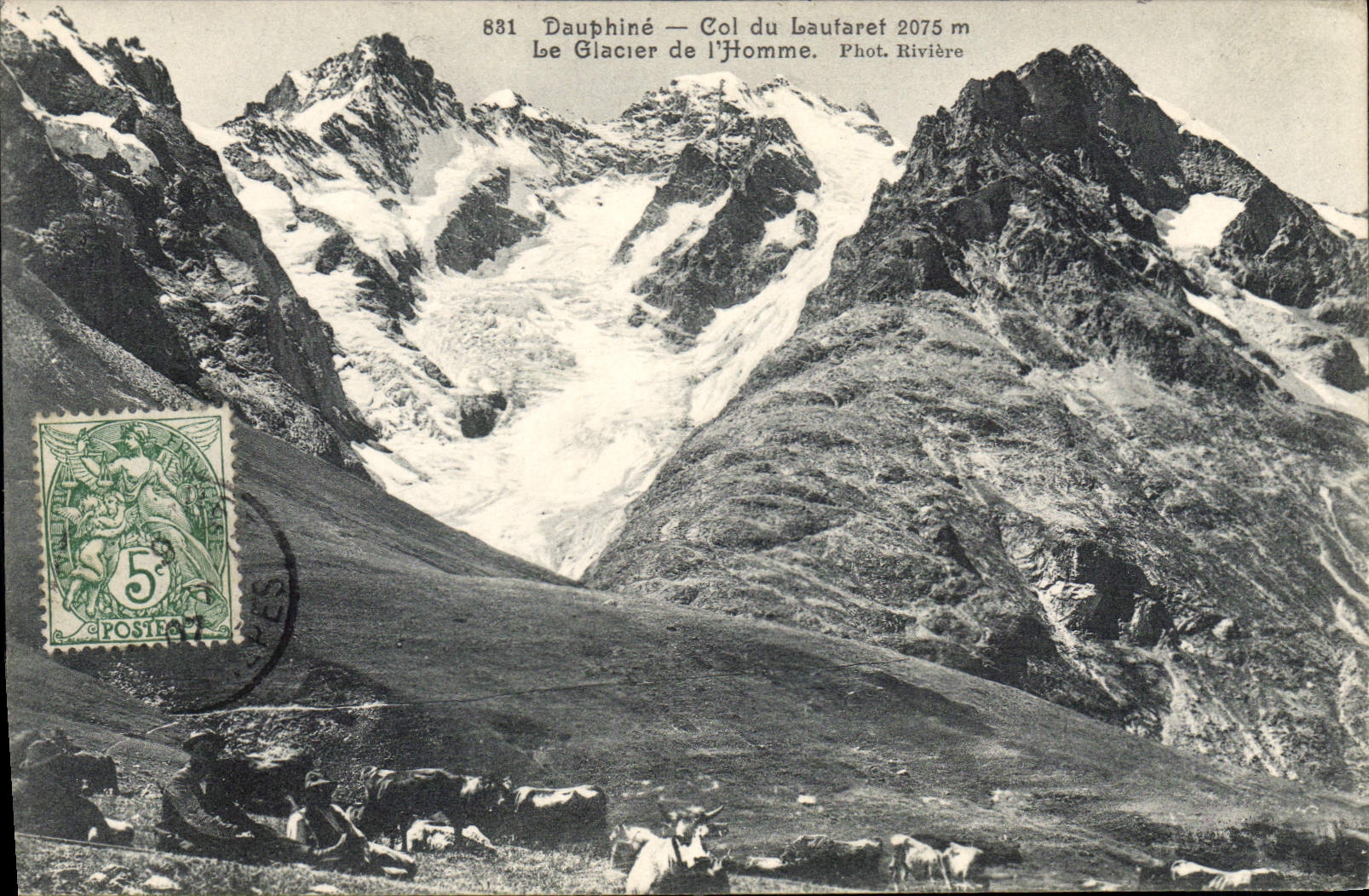Dauphiné — Col du Laufaret 2075 m — Le Glacier de l'Homme. Phot. Rivière