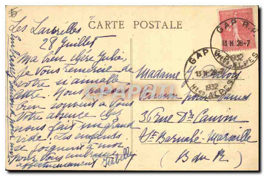 CPA Queyras Vallee du Giol au dela d'Abries Le Mont Viso  — Rückseite