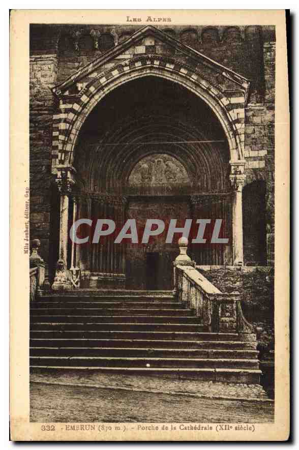 Embrun (870 m.) — Porch of the Cathedral (12th century) — Publisher: Albin Michel, Gap