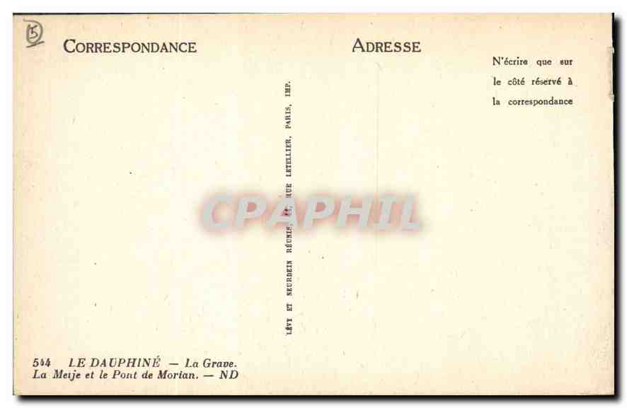 Le Pont de Mortain — Dauphiné — Éditeur : Le Dauphiné, La Grave — Reverso