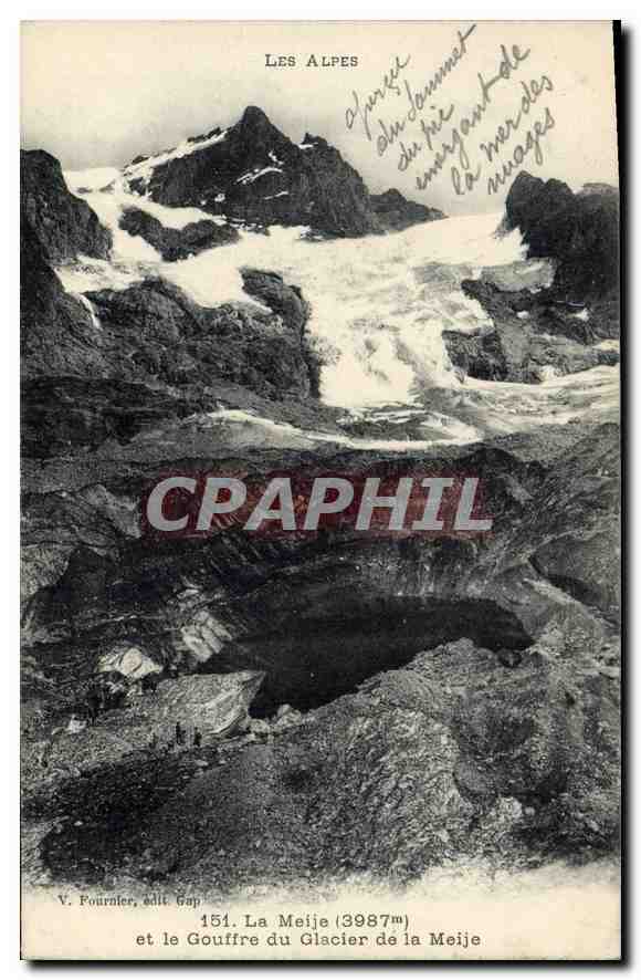 Les Alpes — Le Glacier de la Meije et le Gouffre (3987m) — V. Fournier, édit. Gap, n°151