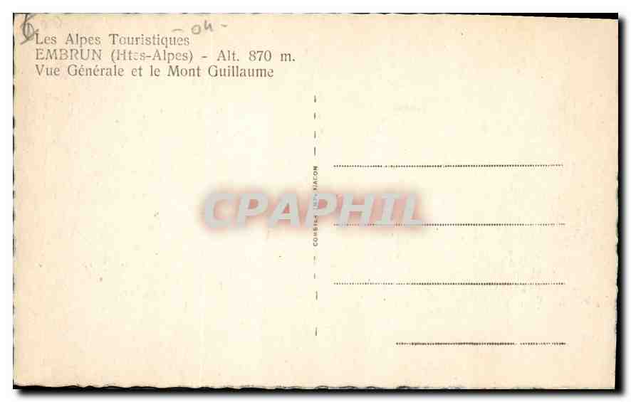 Embrun (Htss-Alpes) — Vue Générale et le Mont Guillaume — Éditeur : Coëssis & Macom — Achterkant