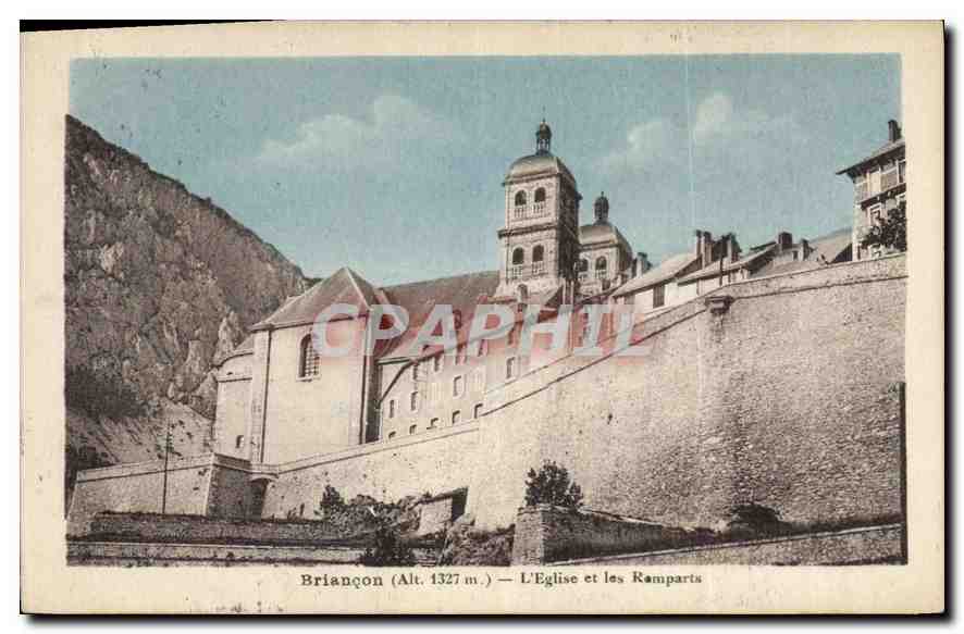 Briançon (Alt. 1327 m.) — L'Église et les Ramparts — Édition Yve Jourdain