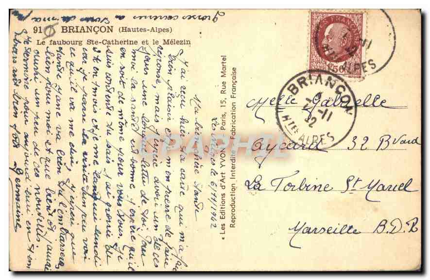 Briançon (Hautes-Alpes) — Le faubourg Ste-Catherine et le Mélezin — Les Éditions d'Art Yvon — Reverso