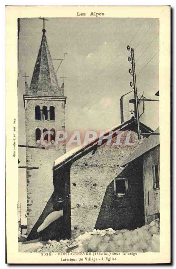 Mont Genevre (1860 m.) - L'Église sous la neige — éditeur Jambert, Gay, n° 1318