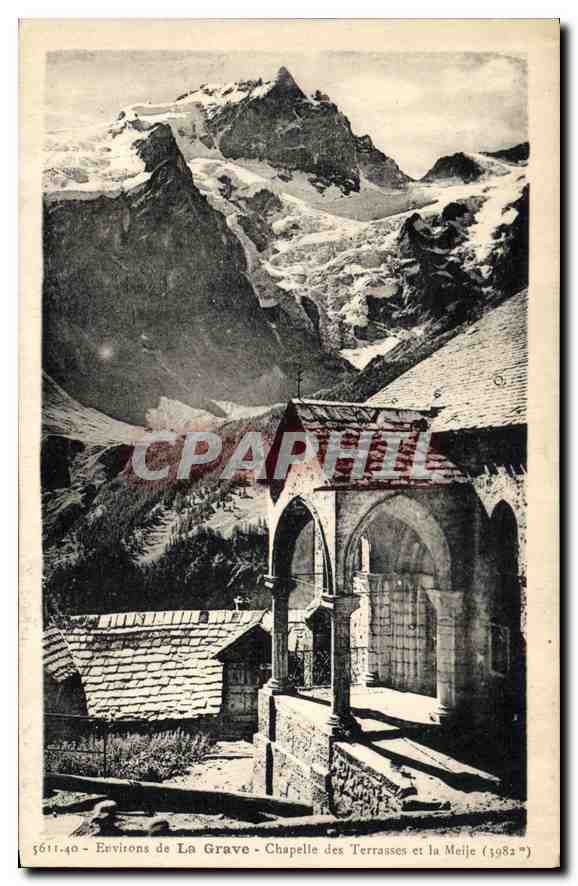 CPA Environs de la Grave Chapelle des Terrasses et le Meije 