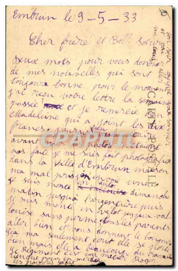 Embrun — Allgemeiner Blick mit der Montagne d'Orel im Hintergrund — Verlag Mila Joubert, Gap, Nr. 679 — Rückseite