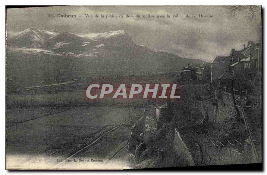 Embrun — Vue de la plaine de dessous le Roc avec la vallée de la Duranne — Lib. Pap. L. Goy à Embrun