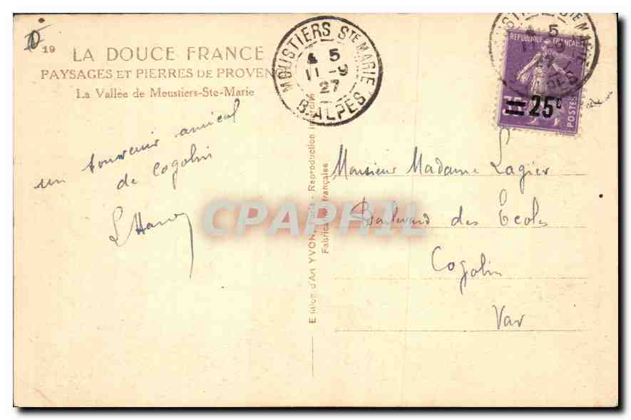 La Vallée de Meousters-Sainte-Marie — vue panoramique — Édition d'Art Yvon, n°19 — Rückseite