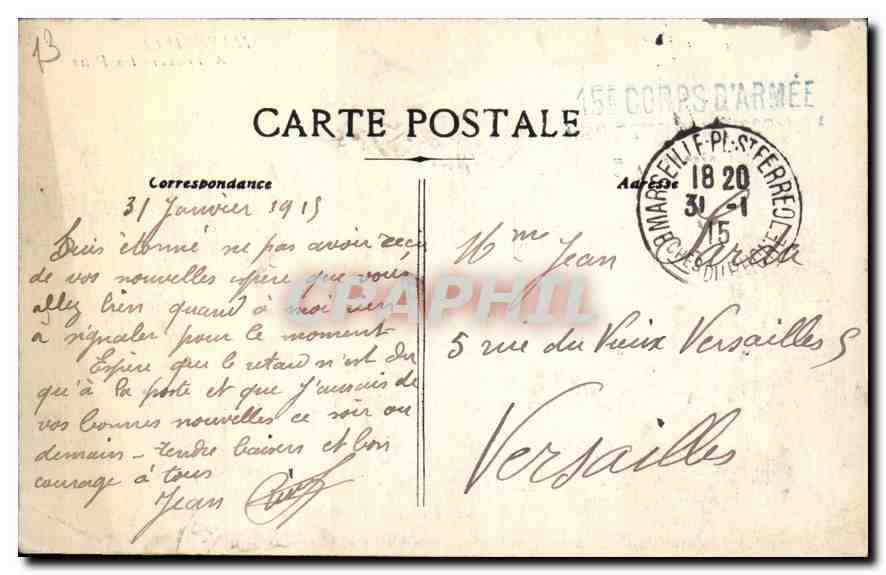 CPA Marseille a Travers les Pins  — Verso