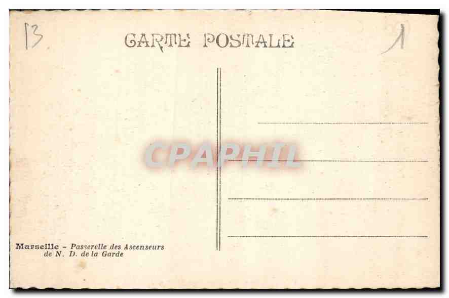 CPA Marseille Passereile des Ascenseurs de Notre Dame de la Garde  — Rückseite