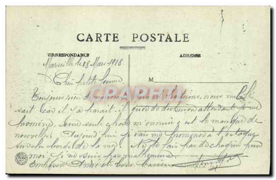 CPA Marseille Panorama pris de N D de la Garde Cote Nord  — Rückseite
